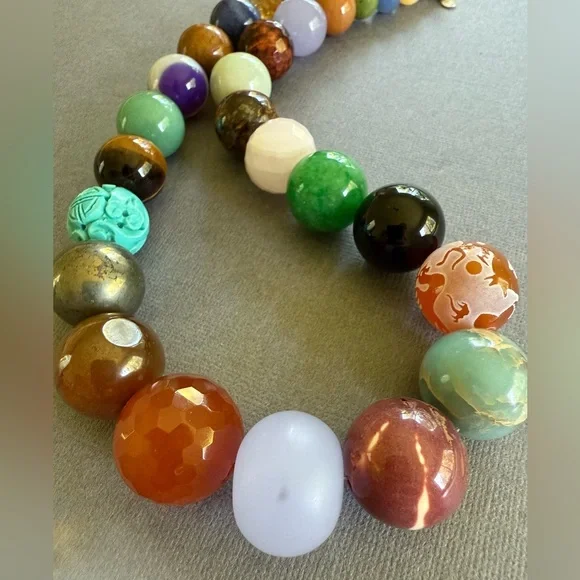 NWT Multicolor Gemstone Statement Necklace and Earring Set Sterling Silver Gift - Picture 4 of 9